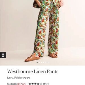 Boden Multicolor Paisley Linen Trousers  size 20-22 long 
Fun design